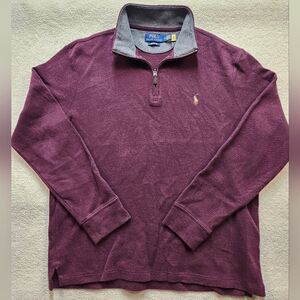 Mens Polo Ralph Lauren 1/4 Zip Pullover Sweater Size M Red Detailed Pony Stitch